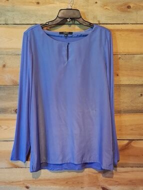Alex Marie Periwinkle Long-Sleeve Keyhole Blouse